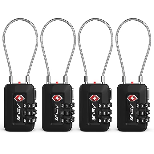 BV TSA Accepted Luggage Travel Lock, Set-Your-Own Combination Lock for School Gym Locker, Luggage Suitcase Baggage Locks, Filing Cabinets, Toolbox, Case (Black, 4 Pack) - Image 1