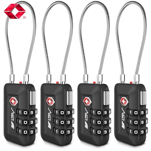BV TSA Accepted Luggage Travel Lock, Set-Your-Own Combination Lock for School Gym Locker, Luggage Suitcase Baggage Locks, Filing Cabinets, Toolbox, Case (Black, 4 Pack) - Image 2