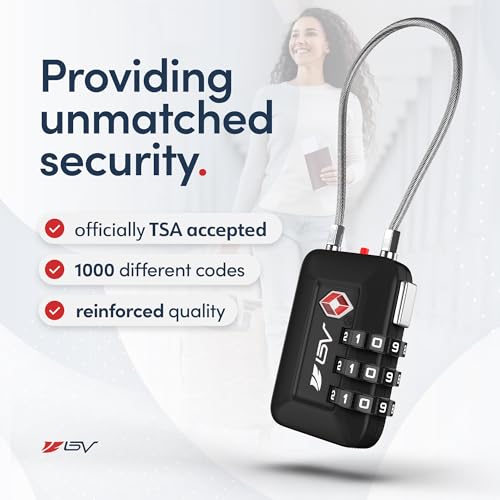 BV TSA Accepted Luggage Travel Lock, Set-Your-Own Combination Lock for School Gym Locker, Luggage Suitcase Baggage Locks, Filing Cabinets, Toolbox, Case (Black, 4 Pack) - Image 3
