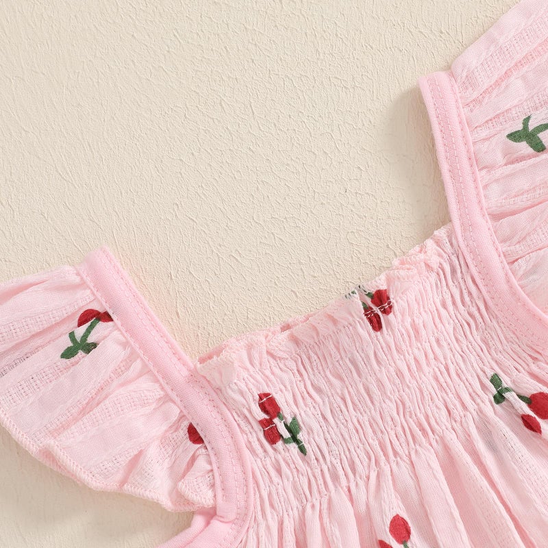 Mubineo Baby Girl Summer Clothes Cute Ruffle Tops Dress Shorts Outfits Set Infant Toddler Shrit Bloomers Princess Outfit (Pink, 6-12 Months) - Image 5