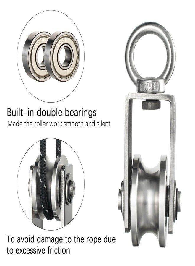 SHINICO Cable Pulley Wheel Stainless Steel, Bearing Inside, Rope Pulley for Pulley System, Gym Equipment, Clothesline, 2 Pack - Image 4