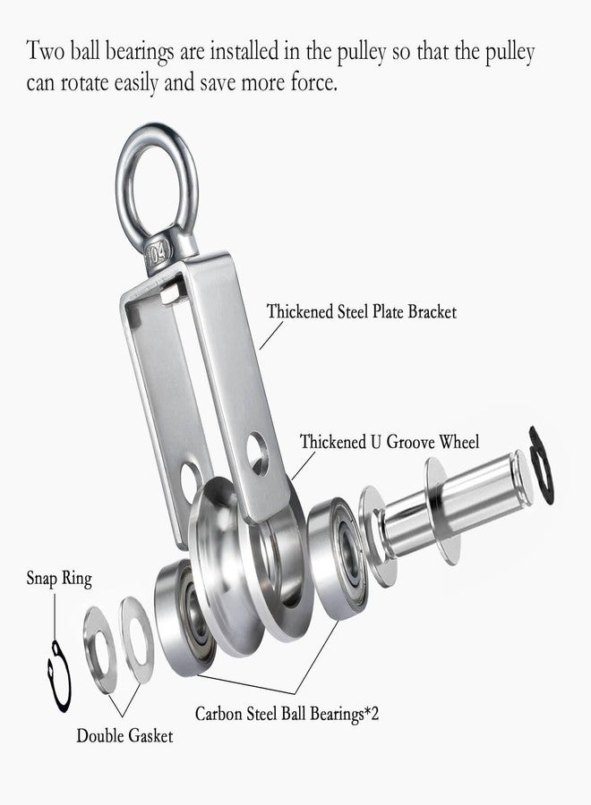 SHINICO Cable Pulley Wheel Stainless Steel, Bearing Inside, Rope Pulley for Pulley System, Gym Equipment, Clothesline, 2 Pack - Image 3