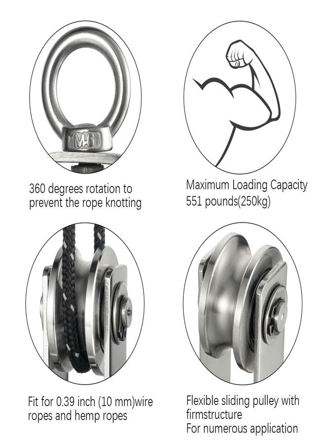 SHINICO Cable Pulley Wheel Stainless Steel, Bearing Inside, Rope Pulley for Pulley System, Gym Equipment, Clothesline, 2 Pack - Image 5