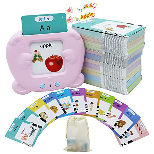 MAYAPHILOS 510 Words Alphabet Talking Flash Cards for 38 Years Toddlers Educational Learning Interactive Toy for Boys Girls Kids Birthday Gifts Preschool Montessori Speech Therapy Autism Toys Pink - Image 1