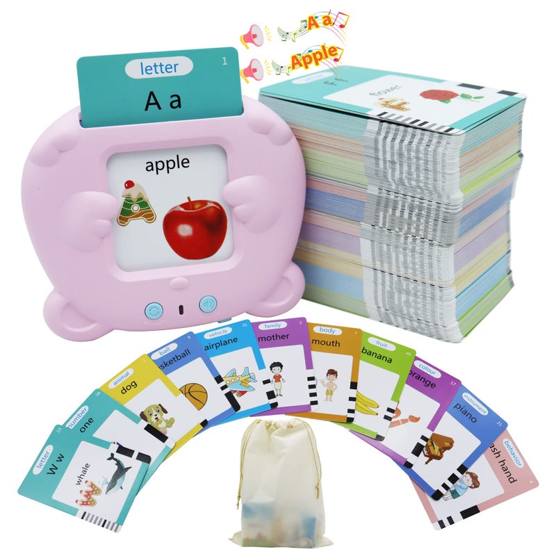MAYAPHILOS 510 Words Alphabet Talking Flash Cards for 38 Years Toddlers Educational Learning Interactive Toy for Boys Girls Kids Birthday Gifts Preschool Montessori Speech Therapy Autism Toys Pink - Image 3
