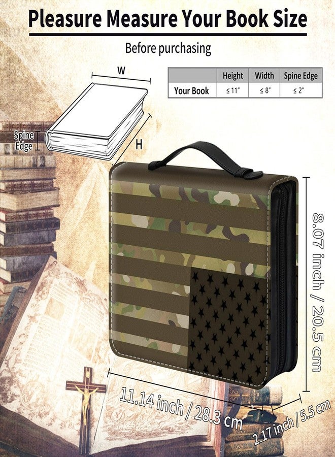 FUYOCWE Bible Cover for Men,Large Leather Bible Case Fit Book Up to 11x8x2 Inch,USA Flag Camouflage Bible Covers Bible Study Carrier Church Bags w/Handle & Zipper - Image 4