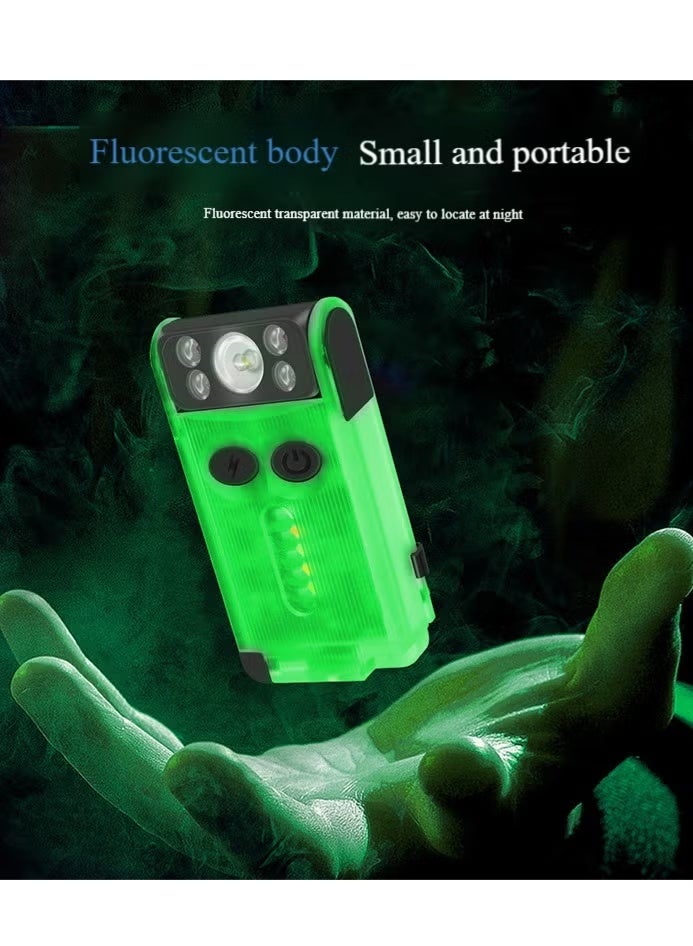 V30 LED Small Powerful EDC Flashlight with Red and 365nm UV Light,180°Rotation,USB A/C-C Rechargeable Pocket Flat Keychain Flashlight with Clip,120DB Buzzer,Power Bank Function(White) - Image 3