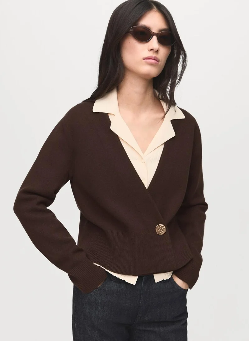 MANGO Jewel button crossover cardigan