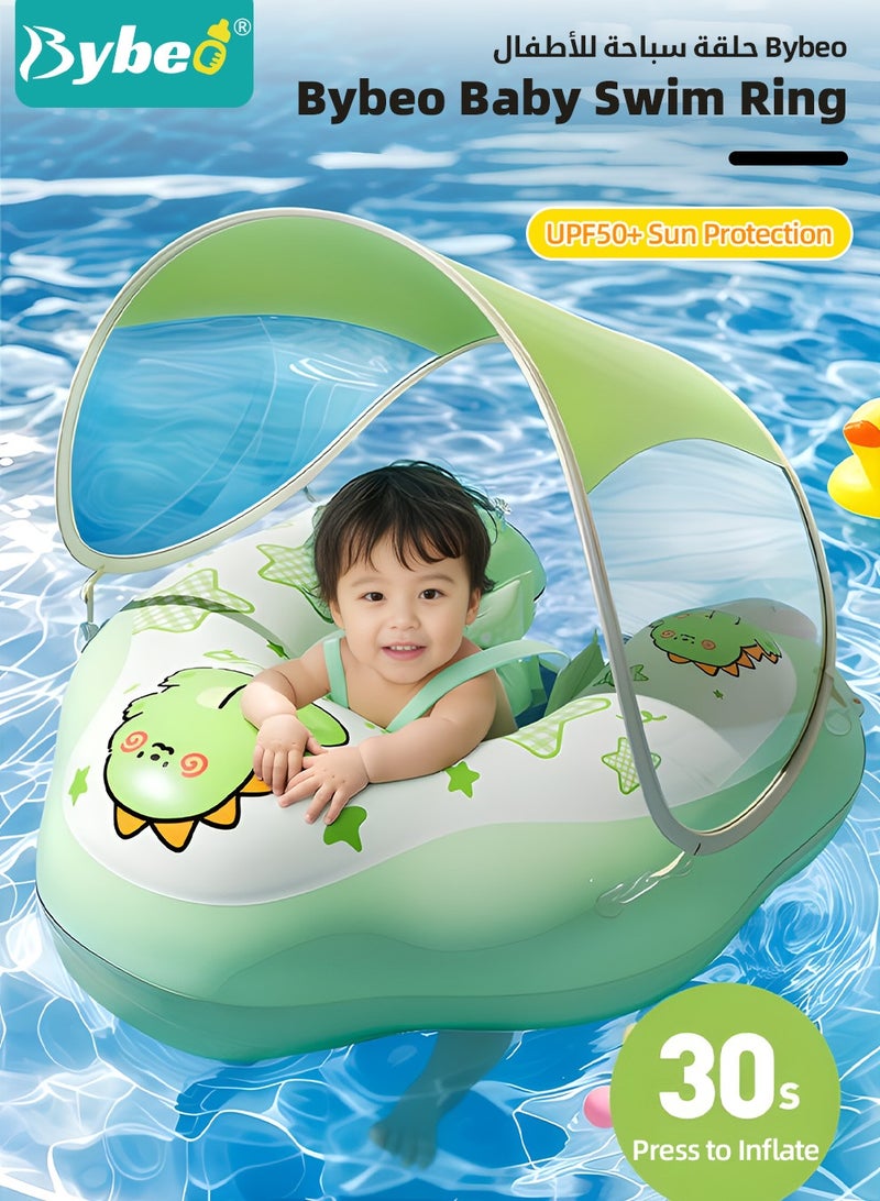 Bybeo Baby Swimming Ring, Kids Swim Ring with Detachable Sunshade, Baby Pool Tube with Safety Belts, Toddler Water Pool Ring, Underarm Floats, Infant Life Vest for 0-3 Years Toddlers and Kids - Image 2