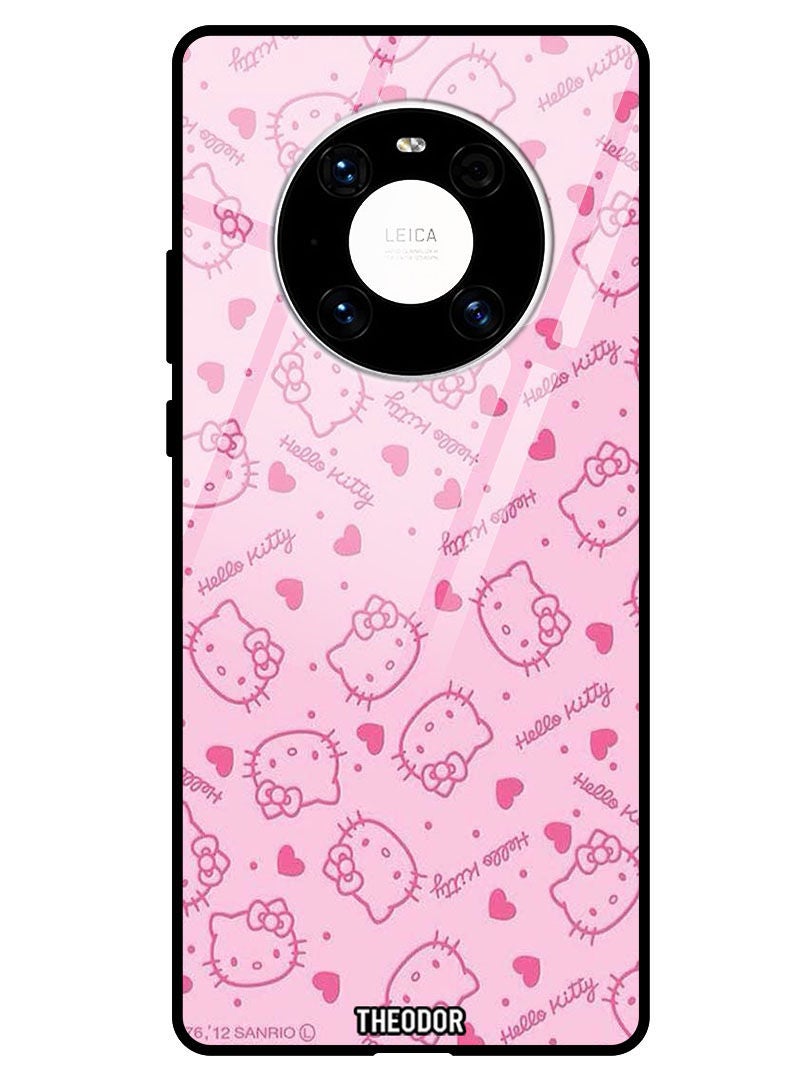 Theodor Protective Tempered Glass Case Cover HUAWEI MATE 40 PRO 5G  Hello Kitty Tags - Image 1