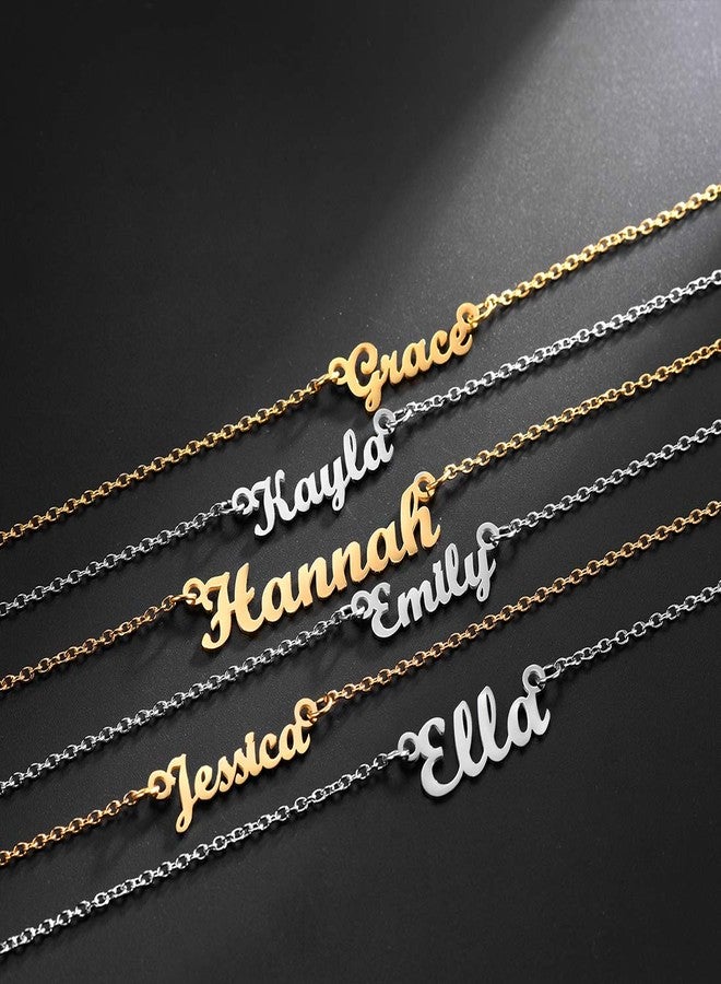 U7 Name Plate Necklace Personalized Gold Plated Choker with 18 Inch Link Chain Custom Name Jennifer Necklace, Friend Daugther Lover Gift - Image 3