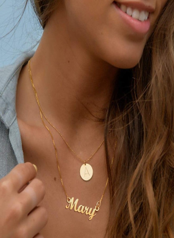 U7 Name Plate Necklace Personalized Gold Plated Choker with 18 Inch Link Chain Custom Name Jennifer Necklace, Friend Daugther Lover Gift - Image 2