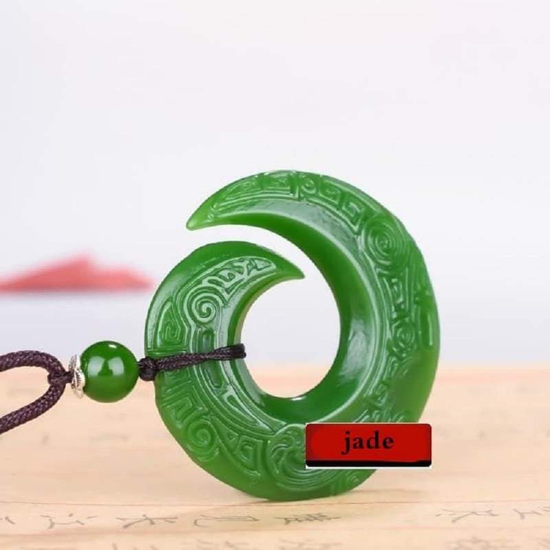 AINIFU Green Jade Dragon Jade Pendant Fashion Runes Necklace Jewellery Chinese Hand-Carved Relax Healing Women Man Luck Gift - Image 3