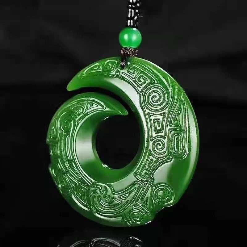 AINIFU Green Jade Dragon Jade Pendant Fashion Runes Necklace Jewellery Chinese Hand-Carved Relax Healing Women Man Luck Gift - Image 5