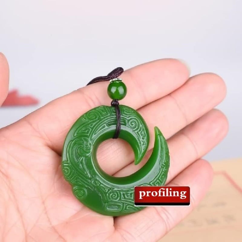 AINIFU Green Jade Dragon Jade Pendant Fashion Runes Necklace Jewellery Chinese Hand-Carved Relax Healing Women Man Luck Gift - Image 2