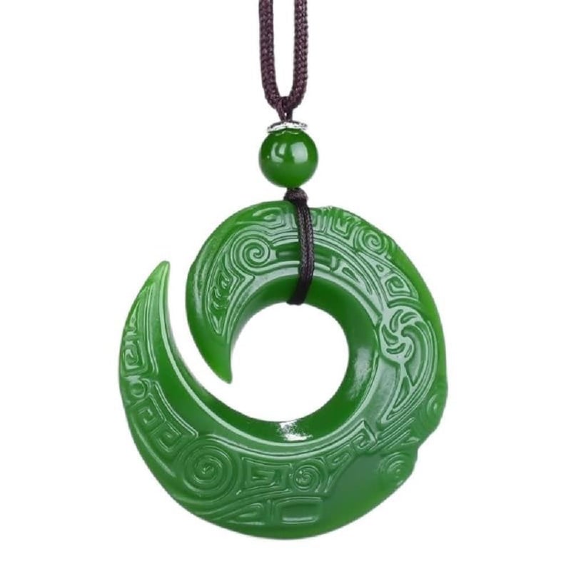 AINIFU Green Jade Dragon Jade Pendant Fashion Runes Necklace Jewellery Chinese Hand-Carved Relax Healing Women Man Luck Gift - Image 1