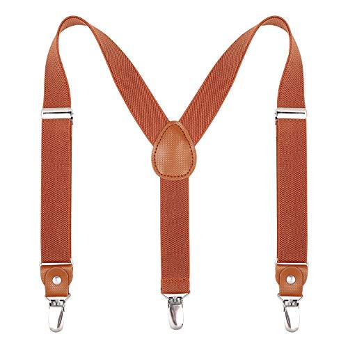 Kajeer Toddlers Kids Boys Mens Suspenders - Y Back Adjustable Strong Clips Synthetic Leather Suspenders (23.6 Inch (7 Months - 3 Years), Brown) - Image 1