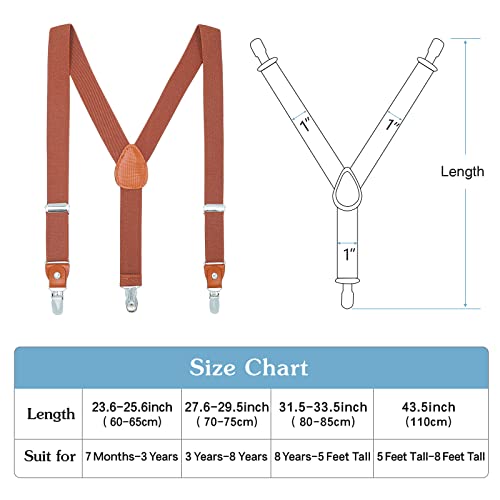 Kajeer Toddlers Kids Boys Mens Suspenders - Y Back Adjustable Strong Clips Synthetic Leather Suspenders (23.6 Inch (7 Months - 3 Years), Brown) - Image 3