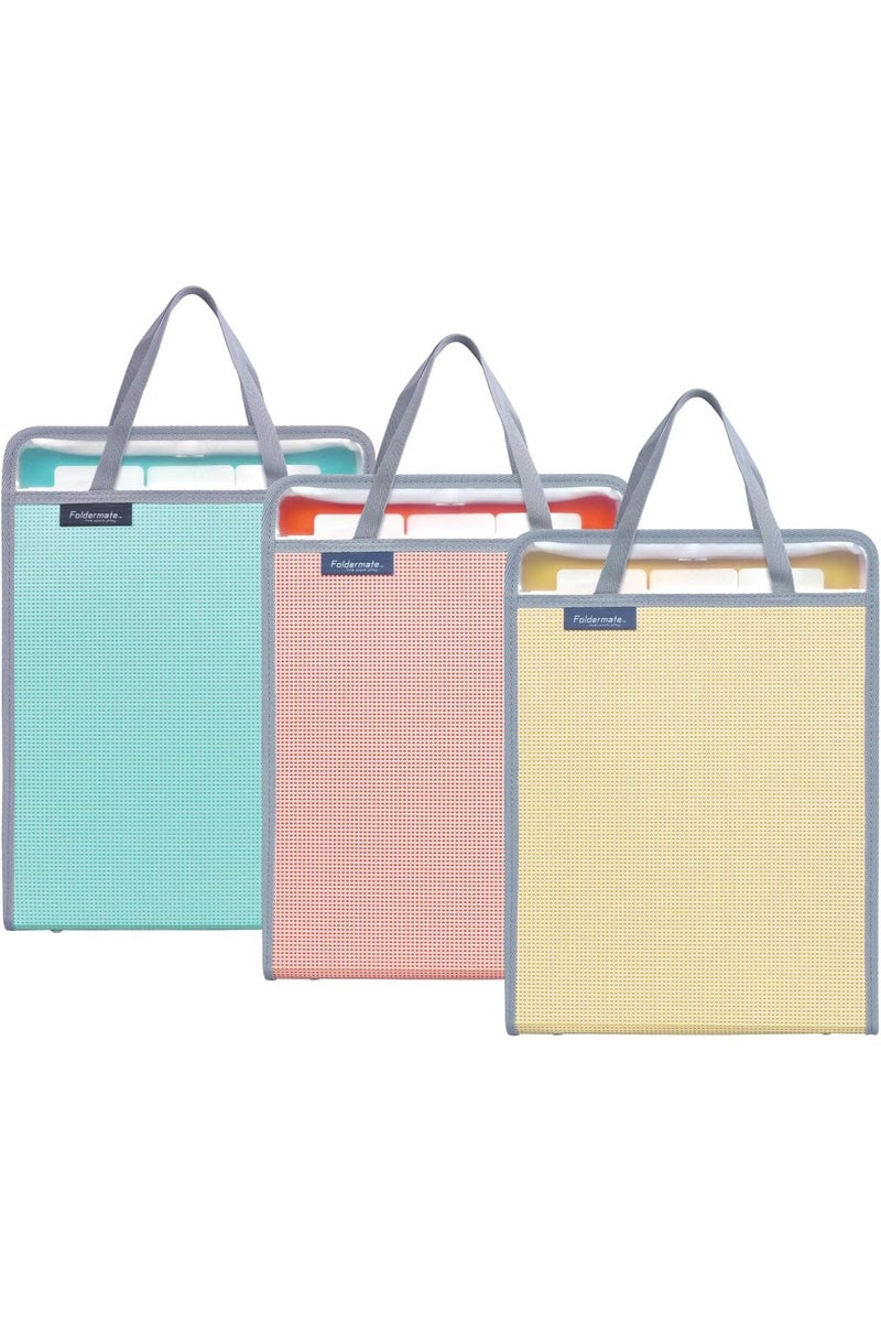 Foldermate Top-Load Expanding Bag with Handle, A4, 6 Pockets, 5 Index Tabs, Zipper, Assorted Colors - Image 1