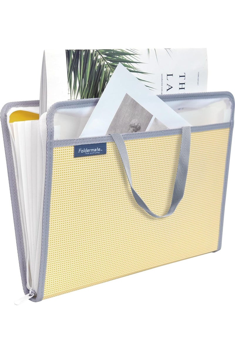 Foldermate Top-Load Expanding Bag with Handle, A4, 6 Pockets, 5 Index Tabs, Zipper, Assorted Colors - Image 2