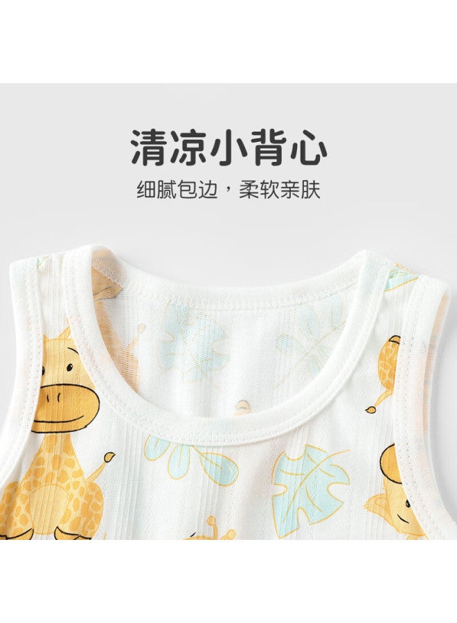 Youqi Yooqi Kids Summer Thin Sleeveless Vest And Shorts Set For Boys, A Class Sleeveless Vest With Open Crotch Shorts For Baby Boys - Image 3