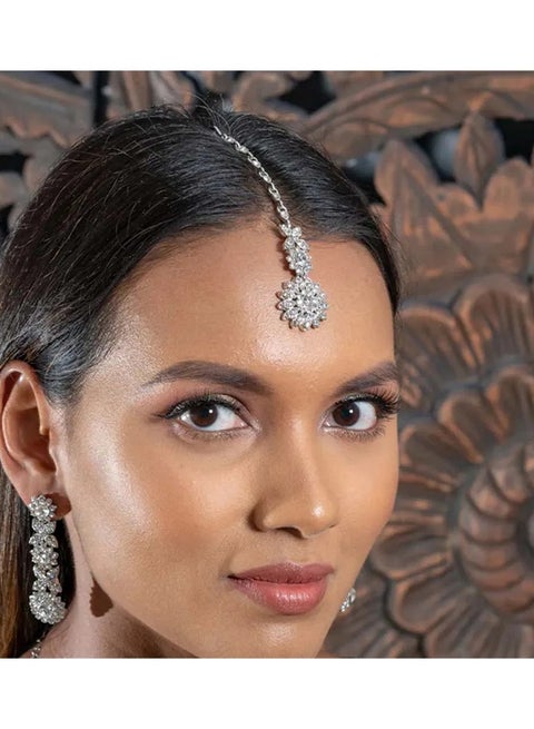 Bridal Layered Rhinestone Head Chain Headpiece Boho Tassel Forehead Hair Chain Accessories for Women Wedding