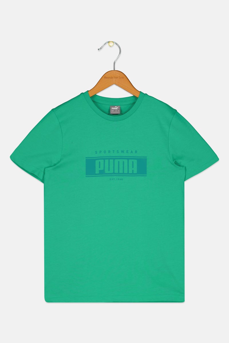 PUMA Kids Boy Graphic Print Short Sleeve Outdoor T-Shirt, Green - Image 2