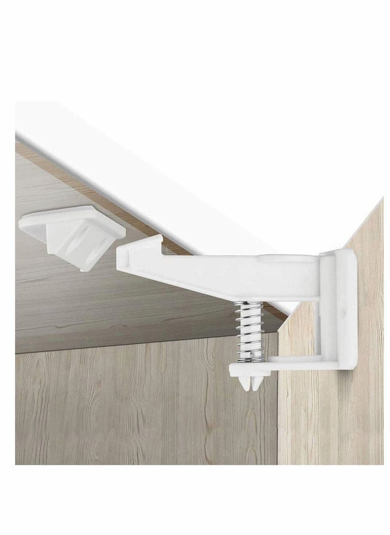 SYOSI Child Safety Locks, 10 Pack Child Safety Cupboard Locks, Invisible and Unlocked Design, No Tools or Drilling Needed, Baby Cabinet Locks for Kitchen Cabinets and Drawers Latches (White)  - Image 1