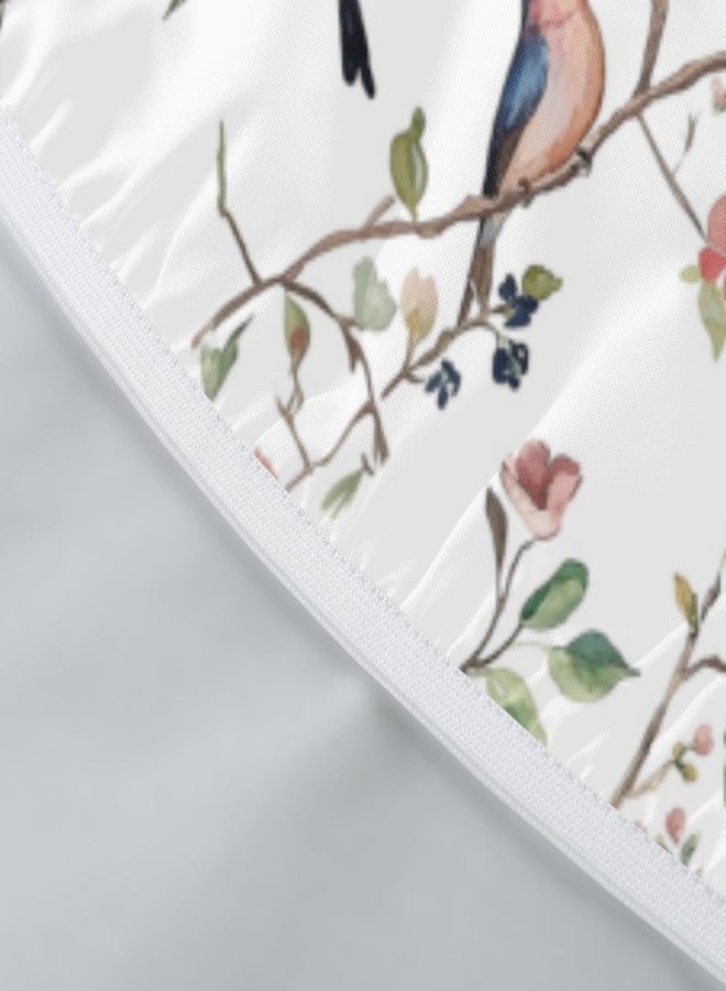 Aytipun Spring Round Fitted Tablecloth with Elastic for 40-44 Inch Tables Floral Birds Branch Twig Print Summer Fitted Table Cover Waterproof Seasonal Theme Farmhouse Indoor Outdoor Patio Picnic Party - Image 5