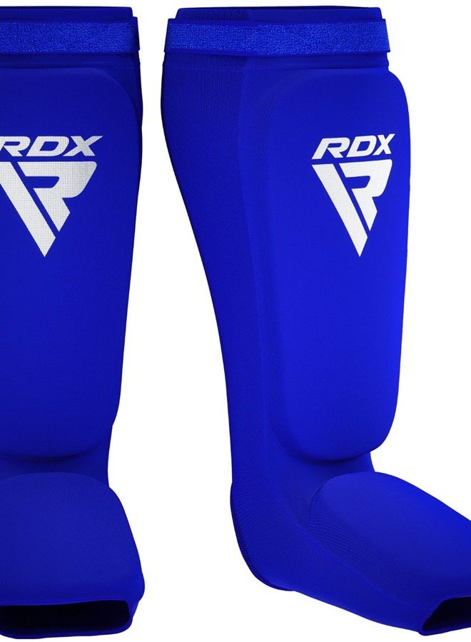 Rdx Shin Guards Kickboxing Muay Thai, SATRA Approved, MMA Leg Instep Protection Pads, Sparring Training Martial Arts Boxing, Elasticated Padded Protector, Karate BJJ Taekwondo Gear, Men Women