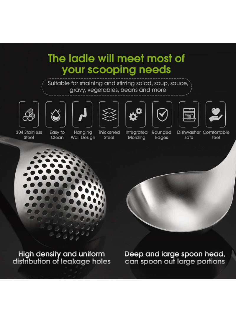 Barakah Stainless Steel Hot Pot Strainer Scoops Set, Hotpot Soup Ladle Spoon, Skimmer Spoon & Slotted Strainer Ladle for Gravy, Soup, Vegetables, and More (2 Pieces, Dishwasher Safe, 11.8 Inches) - Image 5