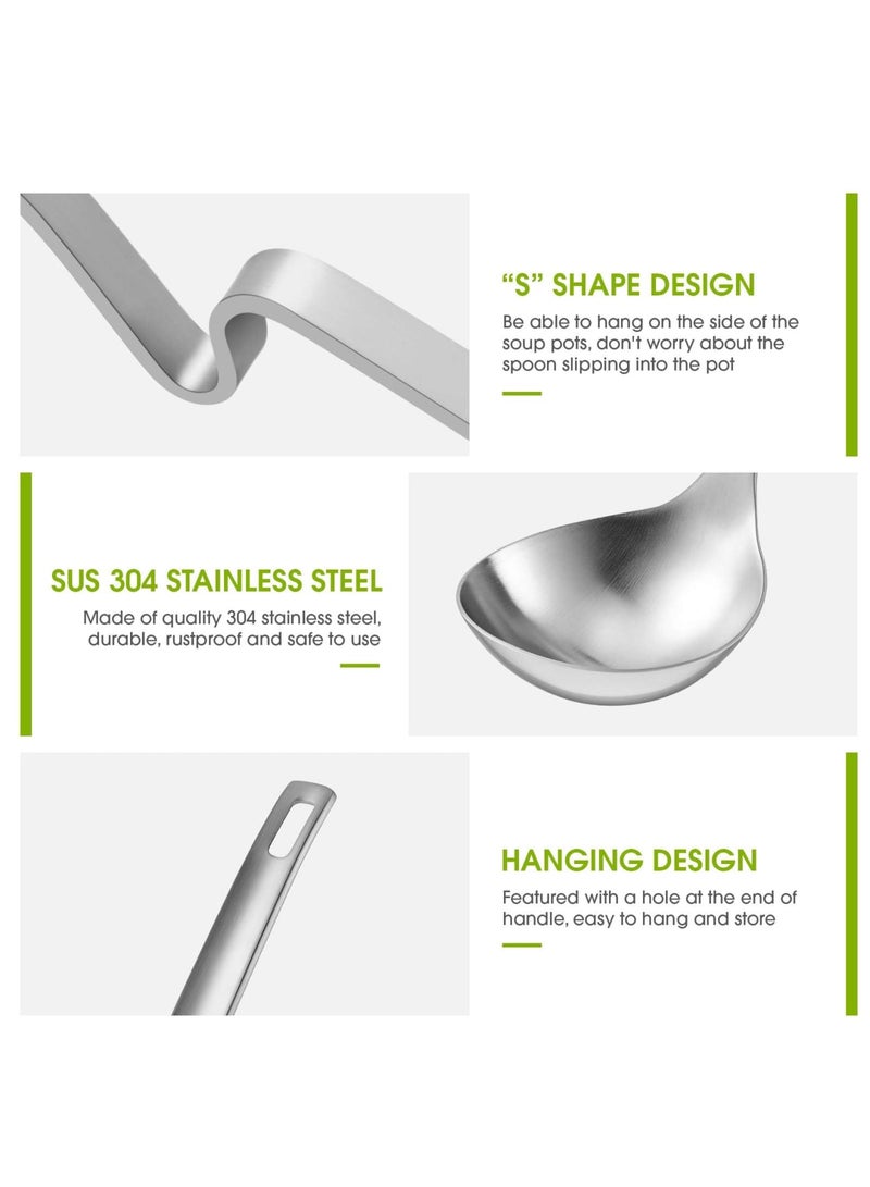 Barakah Stainless Steel Hot Pot Strainer Scoops Set, Hotpot Soup Ladle Spoon, Skimmer Spoon & Slotted Strainer Ladle for Gravy, Soup, Vegetables, and More (2 Pieces, Dishwasher Safe, 11.8 Inches) - Image 3