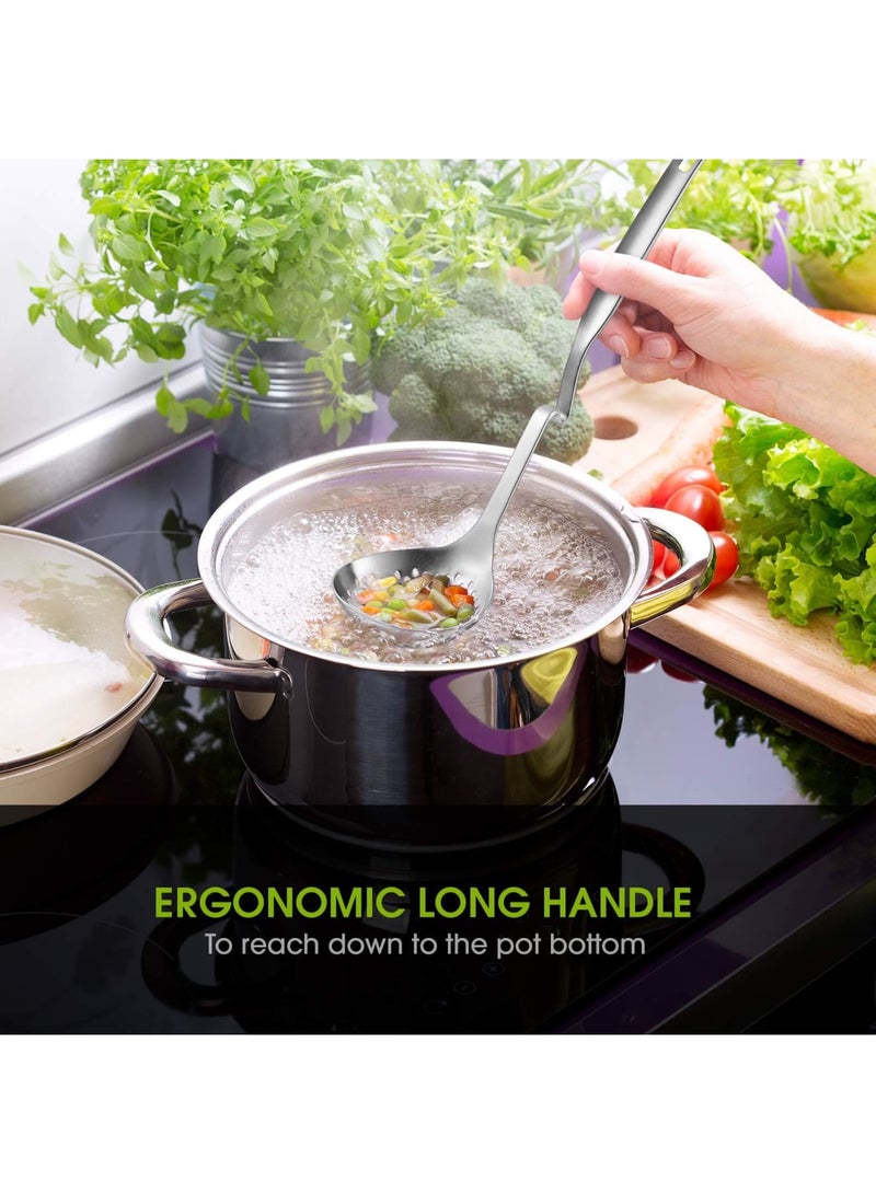 Barakah Stainless Steel Hot Pot Strainer Scoops Set, Hotpot Soup Ladle Spoon, Skimmer Spoon & Slotted Strainer Ladle for Gravy, Soup, Vegetables, and More (2 Pieces, Dishwasher Safe, 11.8 Inches) - Image 4