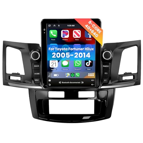 VECHTEL [8 CORE 4G+64G] Car Radio for Toyota Fortuner Hilux 2005-2014 with Wireless Carplay/Android Auto, 9.7 Inch Android 13 IPS Touch Screen Car Stereo, Bluetooth, GPS Navi, WiFi, SWC, DSP + Backup Camera - Image 1