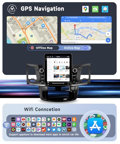 VECHTEL [8 CORE 4G+64G] Car Radio for Toyota Fortuner Hilux 2005-2014 with Wireless Carplay/Android Auto, 9.7 Inch Android 13 IPS Touch Screen Car Stereo, Bluetooth, GPS Navi, WiFi, SWC, DSP + Backup Camera - Image 4