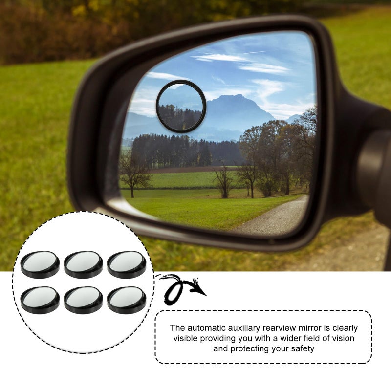 Convex Blind Spot Mirror 3 Pairs Black Frame Rotatable Wide Angle Rearview Mirror - Image 4