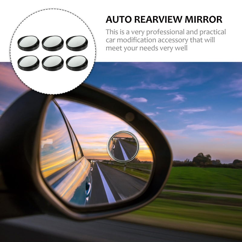 Convex Blind Spot Mirror 3 Pairs Black Frame Rotatable Wide Angle Rearview Mirror - Image 5