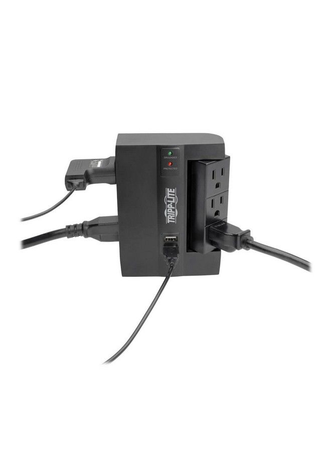 Tripp Lite 6 Outlet Surge Protector Power Strip 3 Rotatable Outlets Wall Tap Direct Plug In 1200 Joules 2 Usb Charging Ports Limited Warranty & $20 000 Insurance (Swivel6Usb) Black  - Image 5