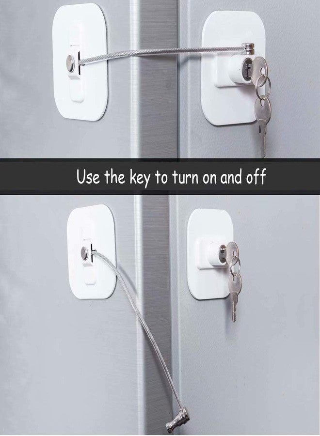 BAOWEIJD Locks for Refrigerator,2 Pack Fridge Lock with Keys,Lock for a Fridge,White Refrigerator Lock - Image 2