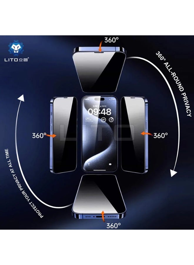 Lito 360° Privacy Screen Protector for iPhone 16 Pro Max – Full Coverage, Anti-Spy, Scratch Resistant, HD Clarity - Image 3