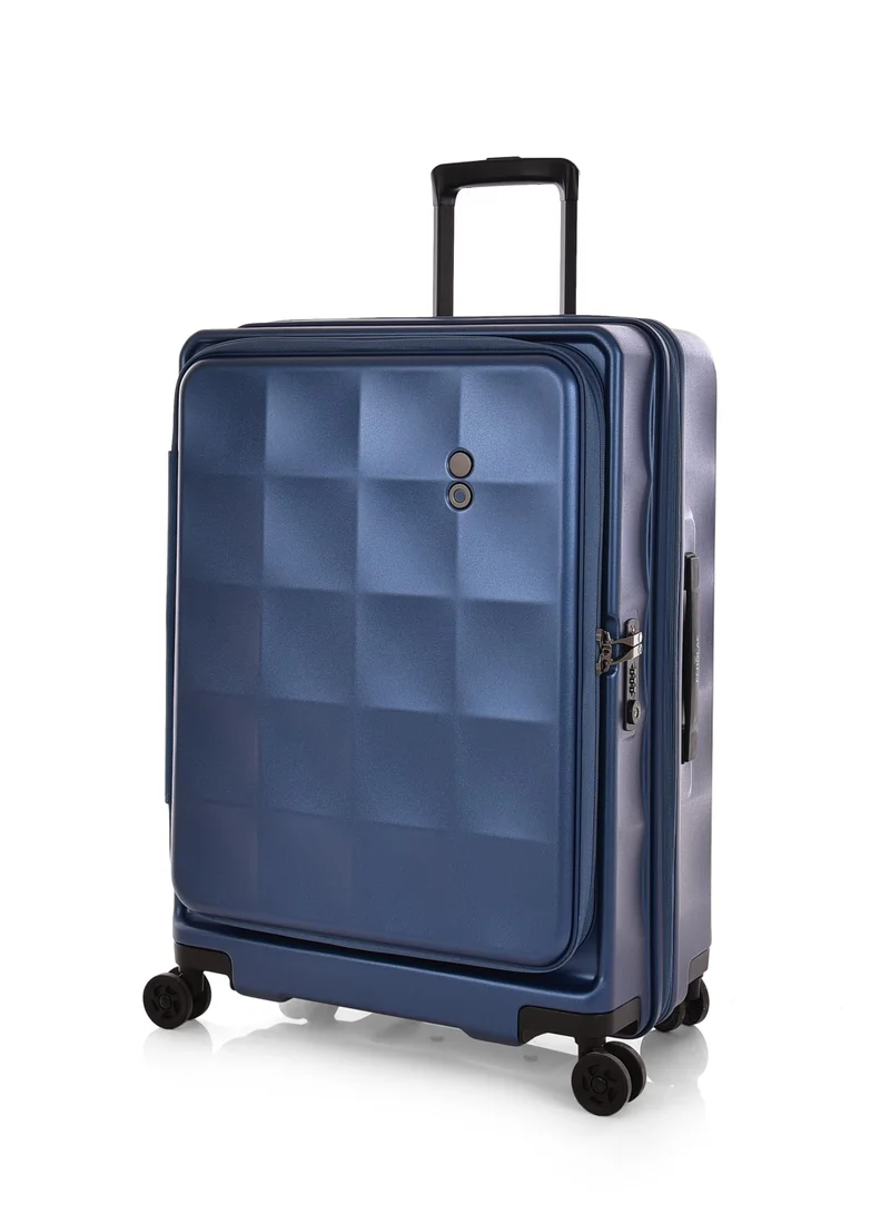 Echolac Echolac Hard Luggage PC Trolley Travel Bag Front Open Anti Theft 3Pc Set Size 20/24/28 Inch Blue