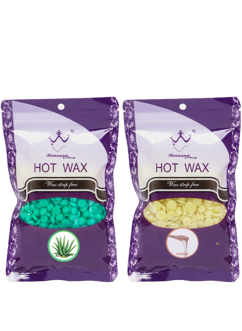 Konsung Beauty 200g Hair Removal Hot Wax Beans 2 Pack of 100g Each For Easy Hair Removal Aloevera And Honey  - Image 1