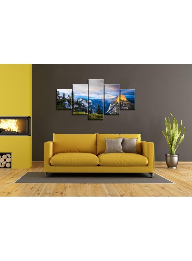 Home Trove Artbrush Tower Wall Art Yosemite National Park Pictures Canvas Prints California Mountains Painting Poster Framed Wall Decor Us Landscape Home Living Room Bedroom Decoration Ready To Hang(60''Wx32''H) - Image 4