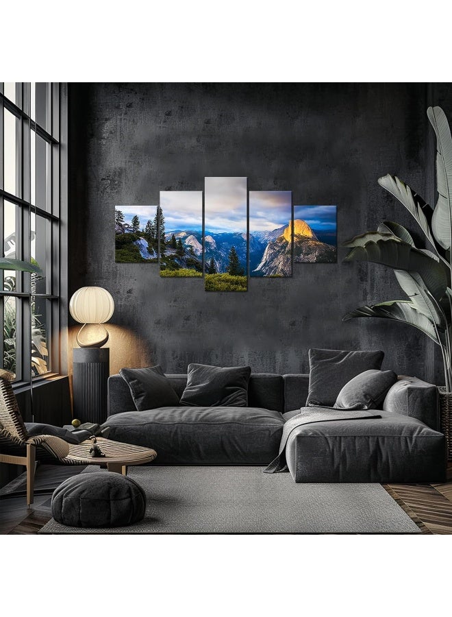 Home Trove Artbrush Tower Wall Art Yosemite National Park Pictures Canvas Prints California Mountains Painting Poster Framed Wall Decor Us Landscape Home Living Room Bedroom Decoration Ready To Hang(60''Wx32''H) - Image 5