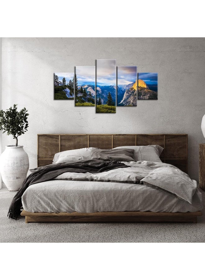 Home Trove Artbrush Tower Wall Art Yosemite National Park Pictures Canvas Prints California Mountains Painting Poster Framed Wall Decor Us Landscape Home Living Room Bedroom Decoration Ready To Hang(60''Wx32''H) - Image 3