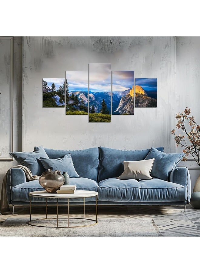 Home Trove Artbrush Tower Wall Art Yosemite National Park Pictures Canvas Prints California Mountains Painting Poster Framed Wall Decor Us Landscape Home Living Room Bedroom Decoration Ready To Hang(60''Wx32''H) - Image 2