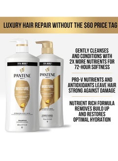 Pantene Pantene Shampoo & Conditioner Set, Daily Moisture Renewal with Pro-V Nutrients for Dry, Color-Treated Hair, Long-Lasting Hydration & Nourishment, 27.7 Fl Oz Each, 2-Pack + Miracle Rescue Shot (0.5 Oz)  - Image 3