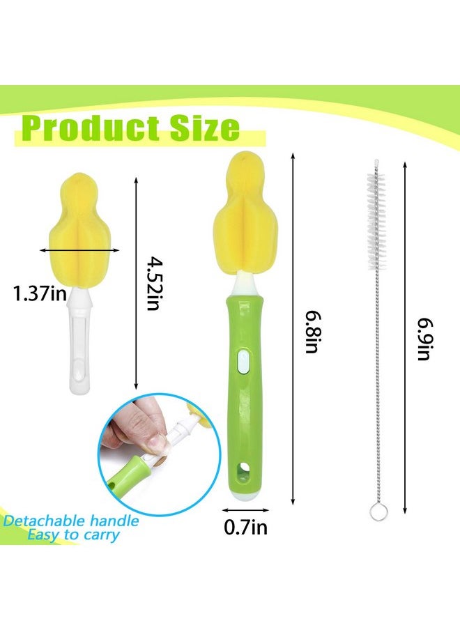 INVODA - INVODA 12 Piece Sponge Nipple Bottle Brushes, Baby Bottle Brush with 4 Piece Nipple Cleaner, 4 Piece Replacement Heads and 4 Piece Straw Brushes - Image 1