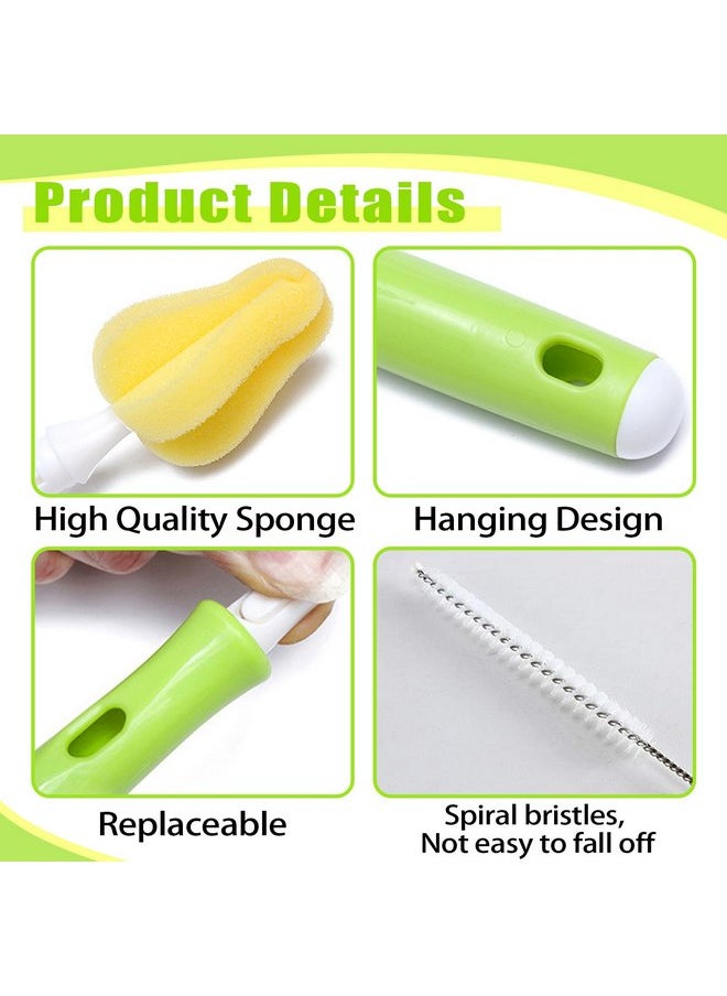INVODA - INVODA 12 Piece Sponge Nipple Bottle Brushes, Baby Bottle Brush with 4 Piece Nipple Cleaner, 4 Piece Replacement Heads and 4 Piece Straw Brushes - Image 1