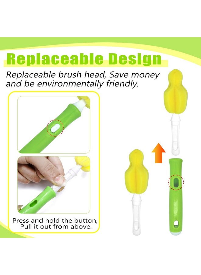 INVODA - INVODA 12 Piece Sponge Nipple Bottle Brushes, Baby Bottle Brush with 4 Piece Nipple Cleaner, 4 Piece Replacement Heads and 4 Piece Straw Brushes - Image 1